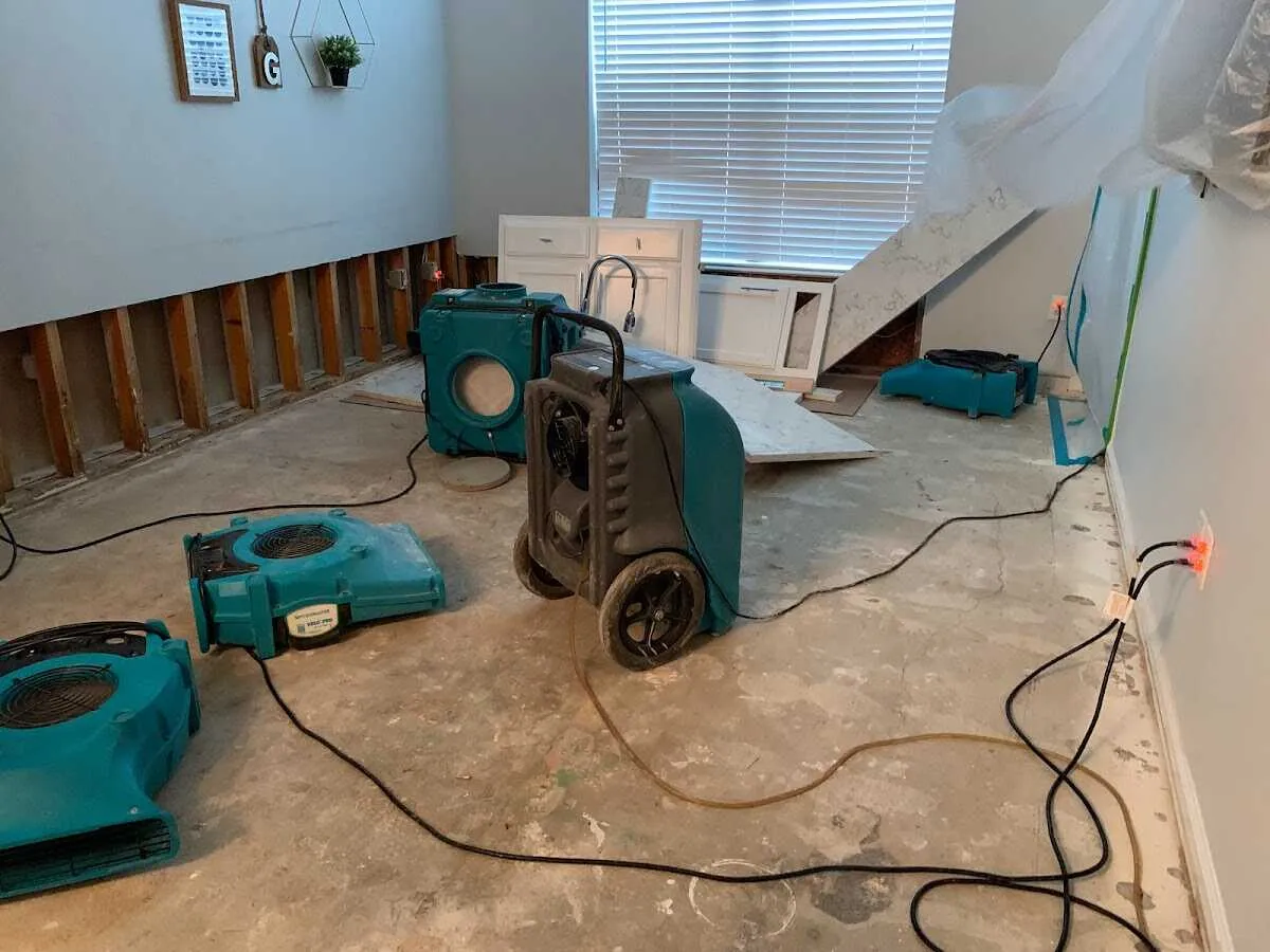 Dehumidifier in flood-cut room for Water Damage Restoration in Gunnison